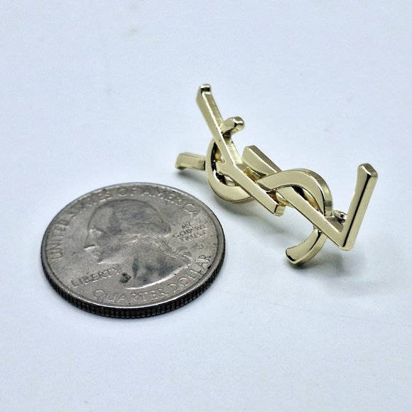 Vintage Gold Yves Saint Laurent YSL Brooch Employee Appreciation Lapel Pin Small - Picture 8 of 11